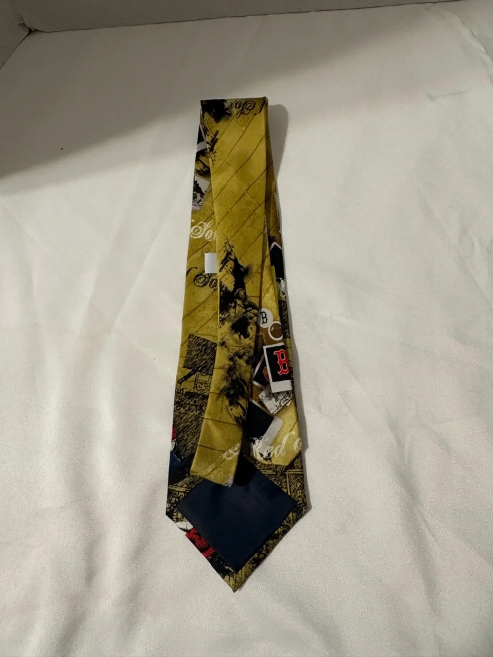 vintage-style Boston Red Sox necktie nostalgic baseball imagery team logos men’s